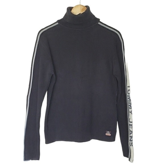 Tommy Hilfiger Vintage 80s Turtleneck Sweater Size M Spellout Tommy Jeans Preppy - Picture 1 of 9